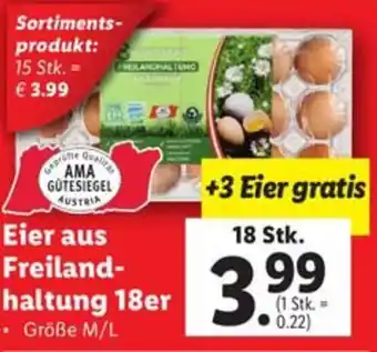 Lidl Eier aus Freiland- haltung 18er Angebot
