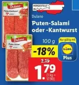 Lidl Dulano Puten-Salami oder -Kantwurst Angebot