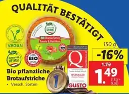 Lidl Bio pflanzliche Brotaufstriche Angebot