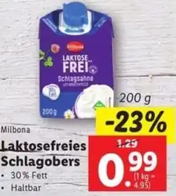 Lidl Milbona Laktosefreies Schlagobers Angebot