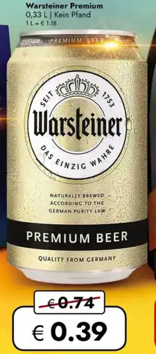 Travel FREE Warsteiner Premium Angebot