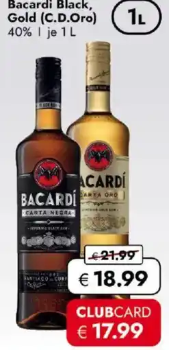 Travel FREE Bacardi Black, Gold Angebot