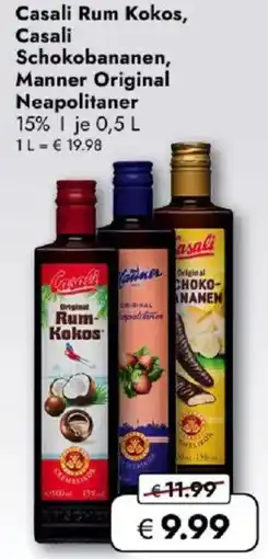 Travel FREE Casali Rum Kokos, Casali Schokobananen, Manner Original Neapolitaner Angebot