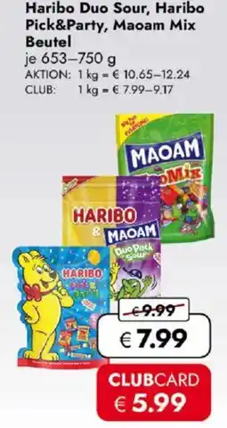 Travel FREE Haribo Duo Sour, Haribo Pick&Party, Maoam Mix Beutel Angebot