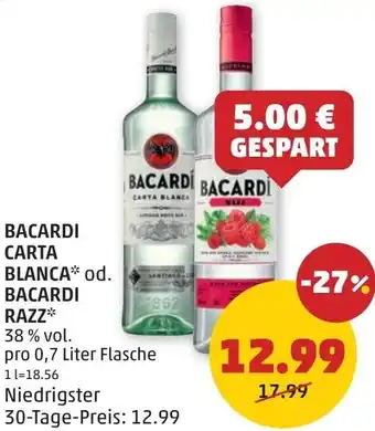 PENNY Bacardi carta blanca od. bacardi razz Angebot