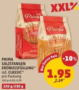 PENNY Prima salzstangen erdnussfüllung od. classic Angebot
