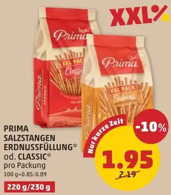 PENNY Prima salzstangen erdnussfüllung od. classic Angebot