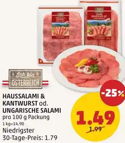 PENNY Haussalami & kantwurst od. ungarische salami Angebot