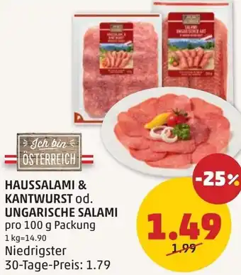 PENNY Haussalami & kantwurst od. ungarische salami Angebot