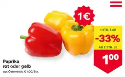 MPreis Paprika rot oder gelb Angebot