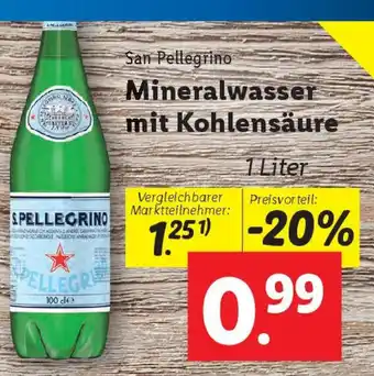Lidl San Pellegrino Mineralwasser mit Kohlensäure Angebot