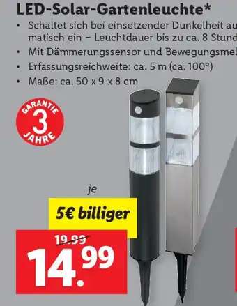 Lidl LED-Solar-Gartenleuchte Angebot