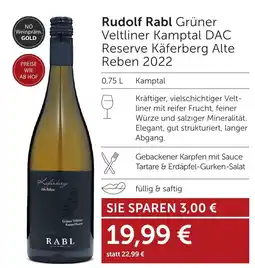 Weinwelt Interspar Rudolf Rabl Grüner Veltliner Kamptal DAC Reserve Käferberg Alte Reben 2022 Angebot