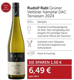 Weinwelt Interspar Rudolf Rabl Grüner Veltliner Kamptal DAC Terrassen 2024 Angebot