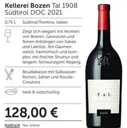 Weinwelt Interspar Kellerei Bozen Tal 1908 Südtirol DOC 2021 Angebot