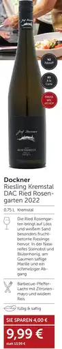Weinwelt Interspar Dockner Riesling Kremstal DAC Ried Rosen garten 2022 Angebot