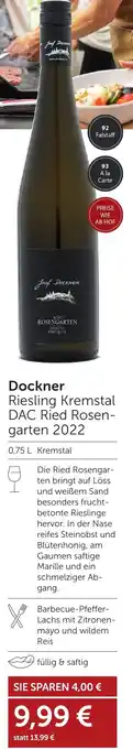 Weinwelt Interspar Dockner Riesling Kremstal DAC Ried Rosen garten 2022 Angebot
