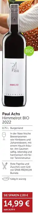 Weinwelt Interspar Paul Achs Himmelrot BIO 2022 Angebot