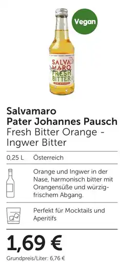 Weinwelt Interspar Salvamaro Pater Johannes Pausch Fresh Bitter Orange - Ingwer Bitter Angebot