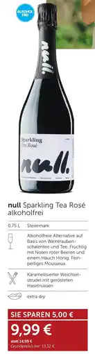 Weinwelt Interspar Null sparkling tea rosé alkoholfrei Angebot