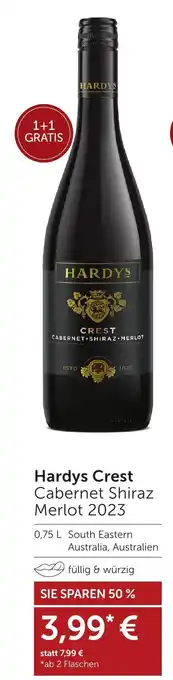 Weinwelt Interspar Hardys Crest Cabernet Shiraz Merlot 2023 Angebot