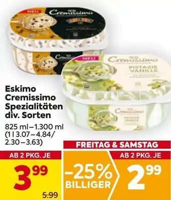 Billa Eskimo Cremissimo Spezialitäten Angebot