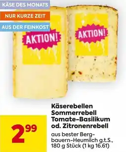Billa Käserebellen Sommerrebell Tomate-Basilikum od Zitronenrebell Angebot