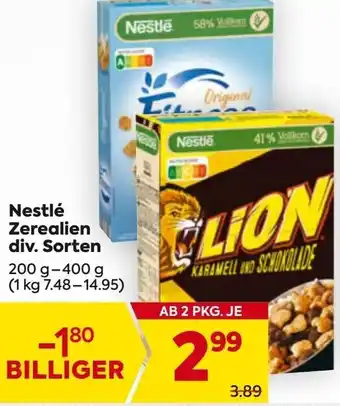 Billa Nestlé Zerealien Angebot