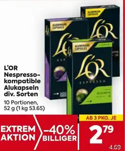Billa L'OR Nespresso kompatible Alukapseln Angebot