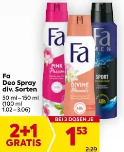 Billa Fa Deo Spray Angebot