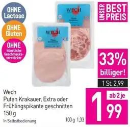 Sutterlüty Wech Puten Krakauer, Extra oder Frühlingspikante geschnitten 150 g Angebot