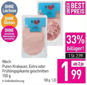Sutterlüty Wech Puten Krakauer, Extra oder Frühlingspikante geschnitten 150 g Angebot
