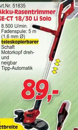 Zgonc Einhell Akku-Rasentrimmer GE-CT 18/30 Li-Solo Angebot