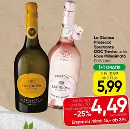 Spar La Gioiosa Prosecco Spumante DOC Treviso oder Rose Millesimato Angebot
