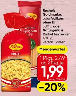 Spar Recheis goldmarke vollkorn ohne ei naturgenuss dinkel teigwaren Angebot