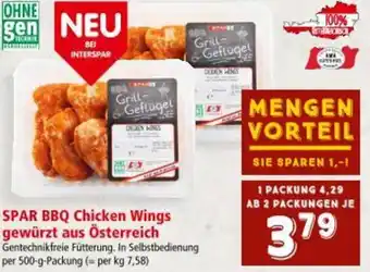 Interspar SPAR BBQ Chicken Wings gewürzt Österreich Angebot