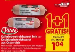 Interspar Kalbsleberstreichwurst fein Knoblauchstreichwurst aus Österreich Angebot
