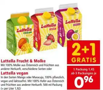 Interspar Lattella Frucht & Molke, Lattella vegan Angebot
