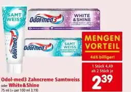 Interspar Odol med3 Zahncreme Samtweiss White & Shine Angebot