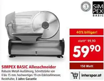 Interspar Simpex basic allesschneider Angebot