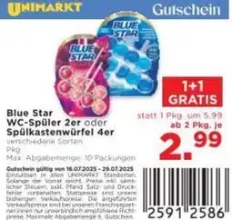 Unimarkt Blue Star WC-Spüler 2er oder Spülkastenwürfel 4er Angebot