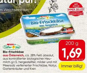 Spar Bio-Frischkäse aus Österreich Angebot