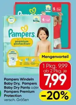 Eurospar Pampers Windeln Baby Dry, Pampers Baby Dry Pants oder Pampers Premium Protection Angebot