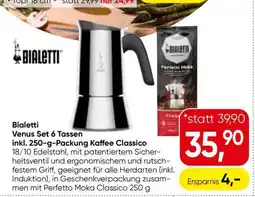 Eurospar Bialetti Venus Set 6 Tassen inkl. 250-g-Packung Kaffee Classico Angebot