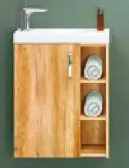 Hellweg Valblue Gäste-Waschplatz SET Karo Wotan Eiche best. aus WBU, MG-Becken, Spiegelschrank Angebot