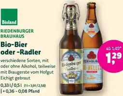 Denn's Biomarkt Riedenburger Bio-Bier oder -Radler Angebot