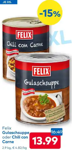 T&G Felix Gulaschsuppe oder Chili con Carne Angebot