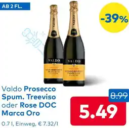 T&G Valdo Prosecco Spum. Treeviso oder Rose DOC Marca Oro Angebot
