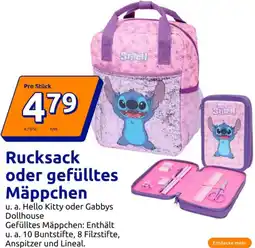 Action Rucksack oder gefülltes Mäppchen Angebot