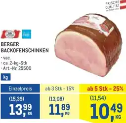 Metro Berger backofenschinken Angebot